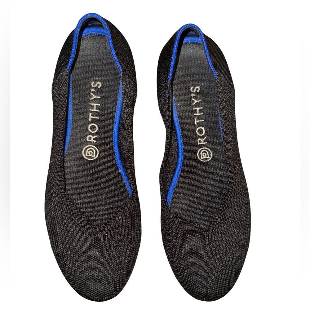 Rothy’s black mesh slip on‎ flats